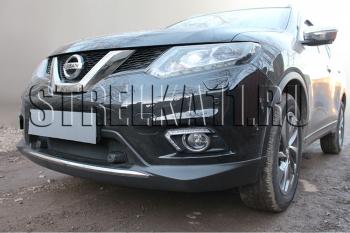 3 399 р. Защита радиатора (с парктроником низ) Стрелка11 Стандарт  Nissan X-trail  3 T32 (2013-2018) дорестайлинг (черная)  с доставкой в г. Санкт‑Петербург. Увеличить фотографию 1