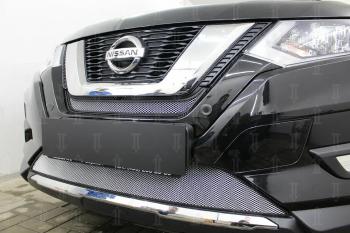 3 499 р. Защита радиатора (низ) Стрелка11 Стандарт  Nissan X-trail  3 T32 (2017-2022) рестайлинг (хром)  с доставкой в г. Санкт‑Петербург. Увеличить фотографию 1