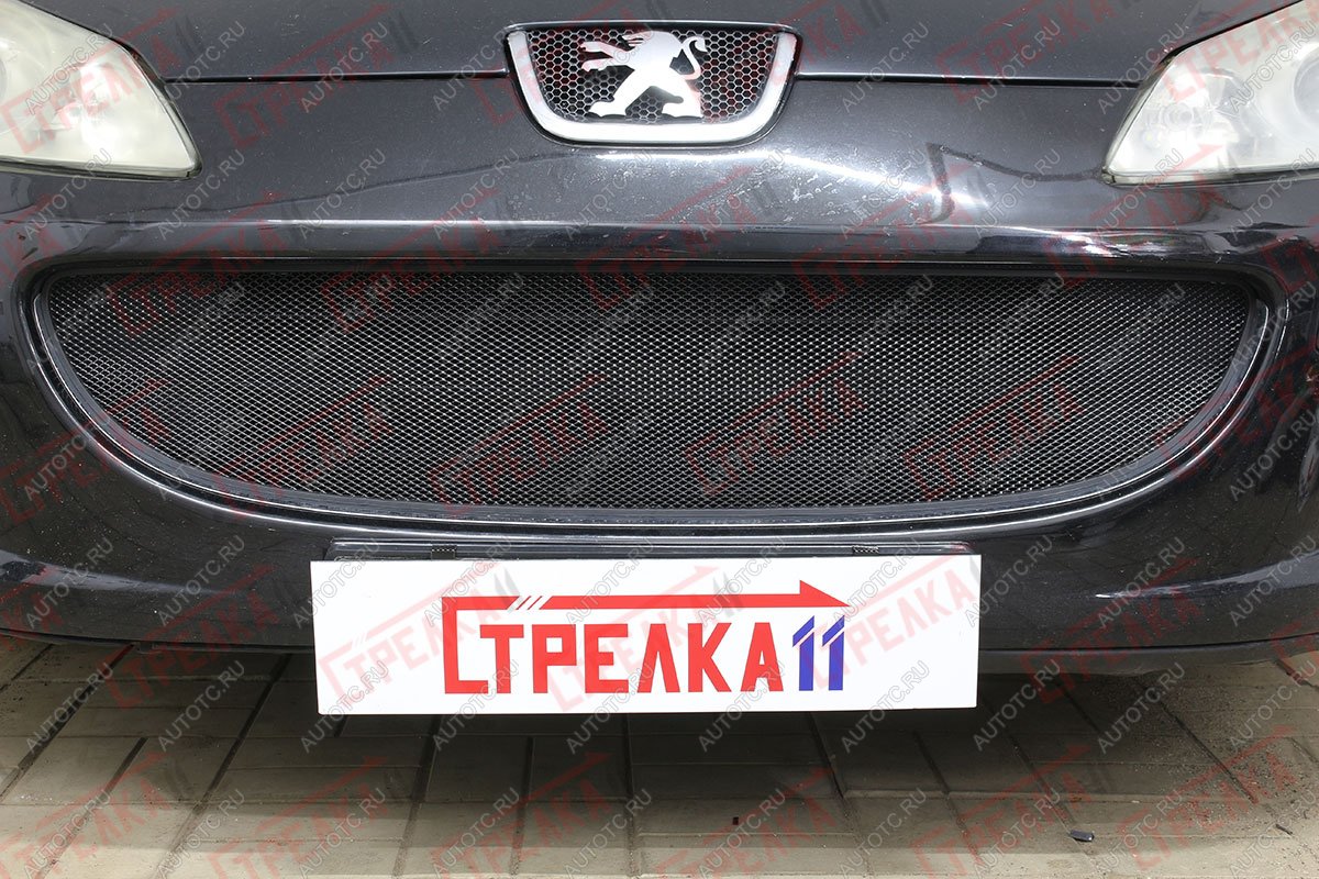 3 199 р. Защита радиатора (низ) Стрелка11 Стандарт  Peugeot 407 ( седан,  универсал) (2004-2011) (черная)  с доставкой в г. Санкт‑Петербург