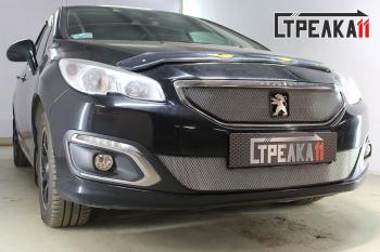 3 379 р. Защита радиатора (низ) Стрелка11 Стандарт  Peugeot 408 (2015-2022) рестайлинг (черная)  с доставкой в г. Санкт‑Петербург. Увеличить фотографию 1