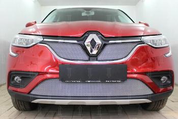 3 699 р. Защита радиатора (верх, 2 части) Стрелка11 Стандарт  Renault Arkana (2019-2024) (хром)  с доставкой в г. Санкт‑Петербург. Увеличить фотографию 2