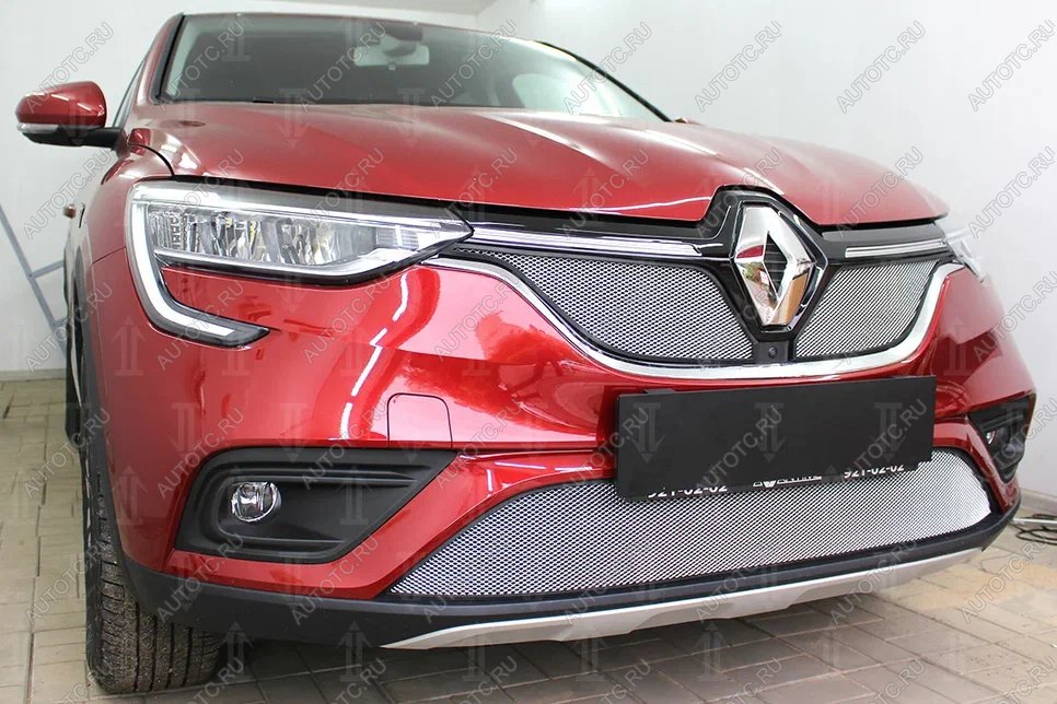 3 699 р. Защита радиатора (верх, 2 части) Стрелка11 Стандарт  Renault Arkana (2019-2024) (хром)  с доставкой в г. Санкт‑Петербург