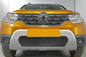 3 599 р. Защита радиатора (верх, 4 части) Стрелка11 Стандарт  Renault Duster  HM (2020-2024) (черная)  с доставкой в г. Санкт‑Петербург. Увеличить фотографию 3