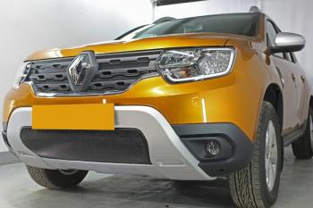 3 599 р. Защита радиатора (верх, 4 части) Стрелка11 Стандарт  Renault Duster  HM (2020-2024) (черная)  с доставкой в г. Санкт‑Петербург. Увеличить фотографию 2