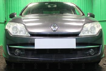 2 799 р. Защита радиатора (кроме 2.0) Стрелка11 Стандарт  Renault Laguna  X91 (2007-2011) лифтбэк дорестайлинг (черная)  с доставкой в г. Санкт‑Петербург. Увеличить фотографию 1