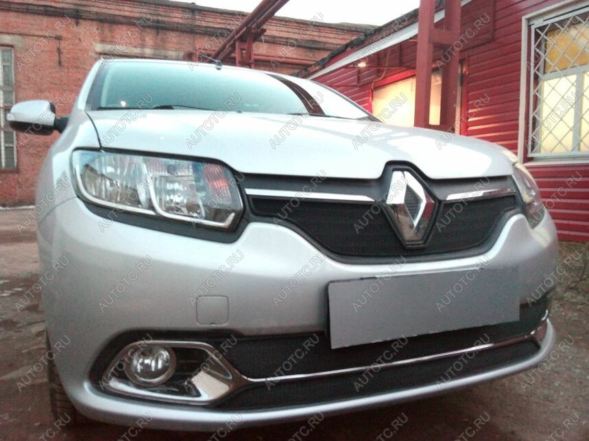 3 899 р. Защита радиатора (Privilege, Luxe Privilege) (низ) Стрелка11 Стандарт Renault Logan 2 дорестайлинг (2014-2018) (черная)  с доставкой в г. Санкт‑Петербург