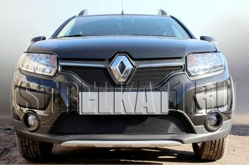  Защита радиатора Стрелка11 Стандарт Renault Logan 2 дорестайлинг (2014-2018)  (черная)