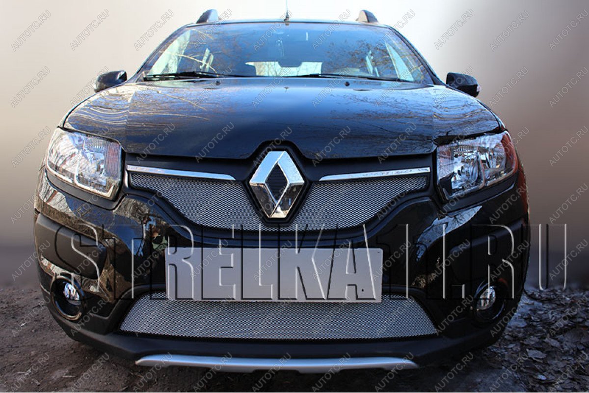 2 899 р. Защита радиатора Стрелка11 Стандарт  Renault Logan  2 - Sandero Stepway  (B8) (хром)  с доставкой в г. Санкт‑Петербург