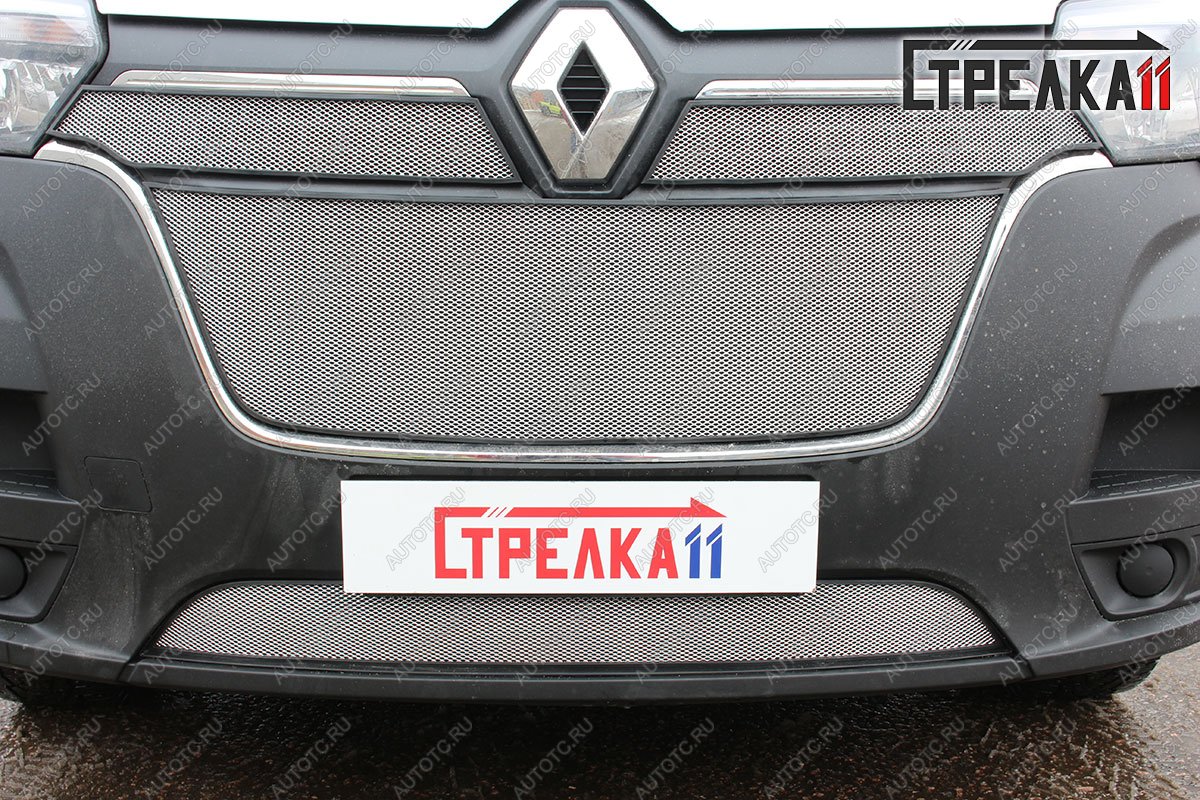 8 699 р. Защита радиатора (4 части) Стандарт  Renault Master  FV,JV (2019-2024) фургон 2-ой рестайлинг (хром)  с доставкой в г. Санкт‑Петербург