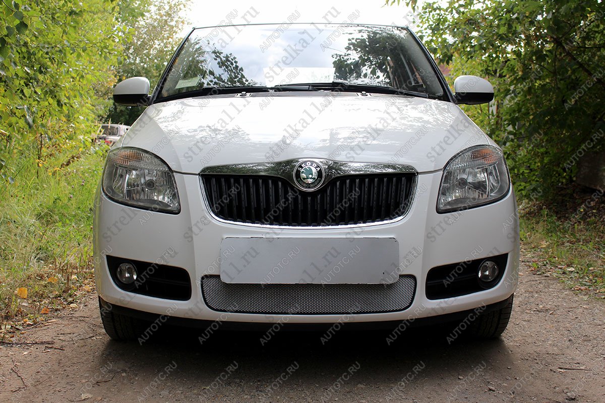 2 799 р. Защита радиатора Стрелка11 Стандарт  Skoda Fabia  Mk2 (2007-2010) универсал дорестайлинг, хэтчбэк дорестайлинг (хром)  с доставкой в г. Санкт‑Петербург