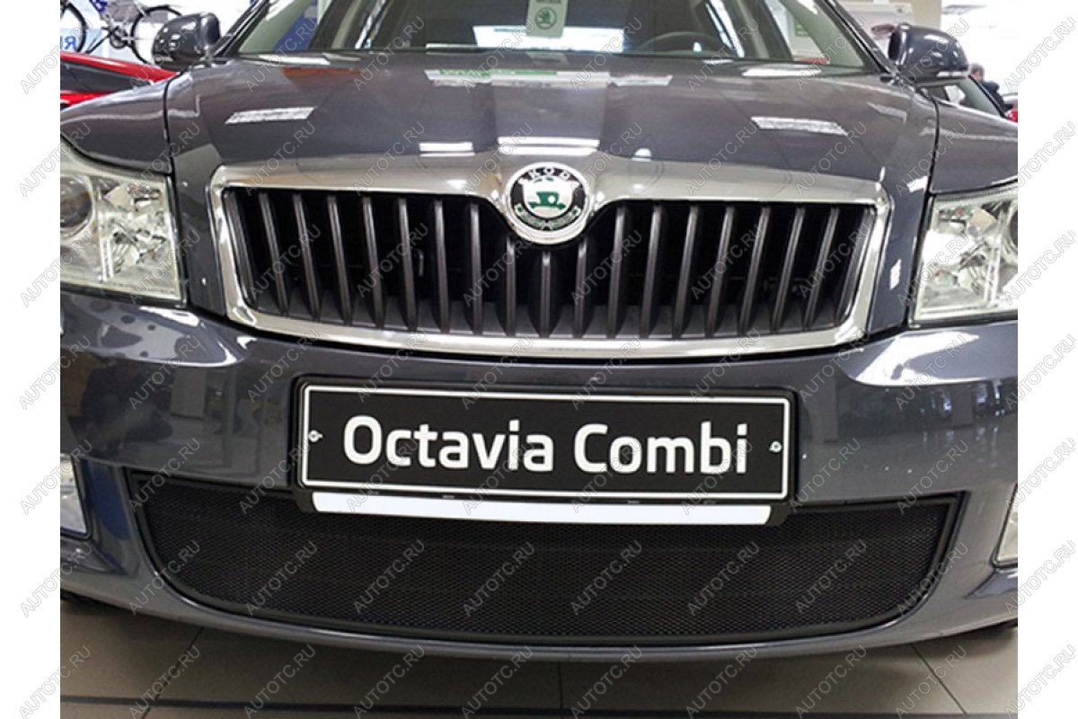 2 899 р. Защита радиатора Стрелка11 Стандарт  Skoda Octavia  A5 (2008-2013) лифтбэк рестайлинг, рестайлинг универсал (черная)  с доставкой в г. Санкт‑Петербург