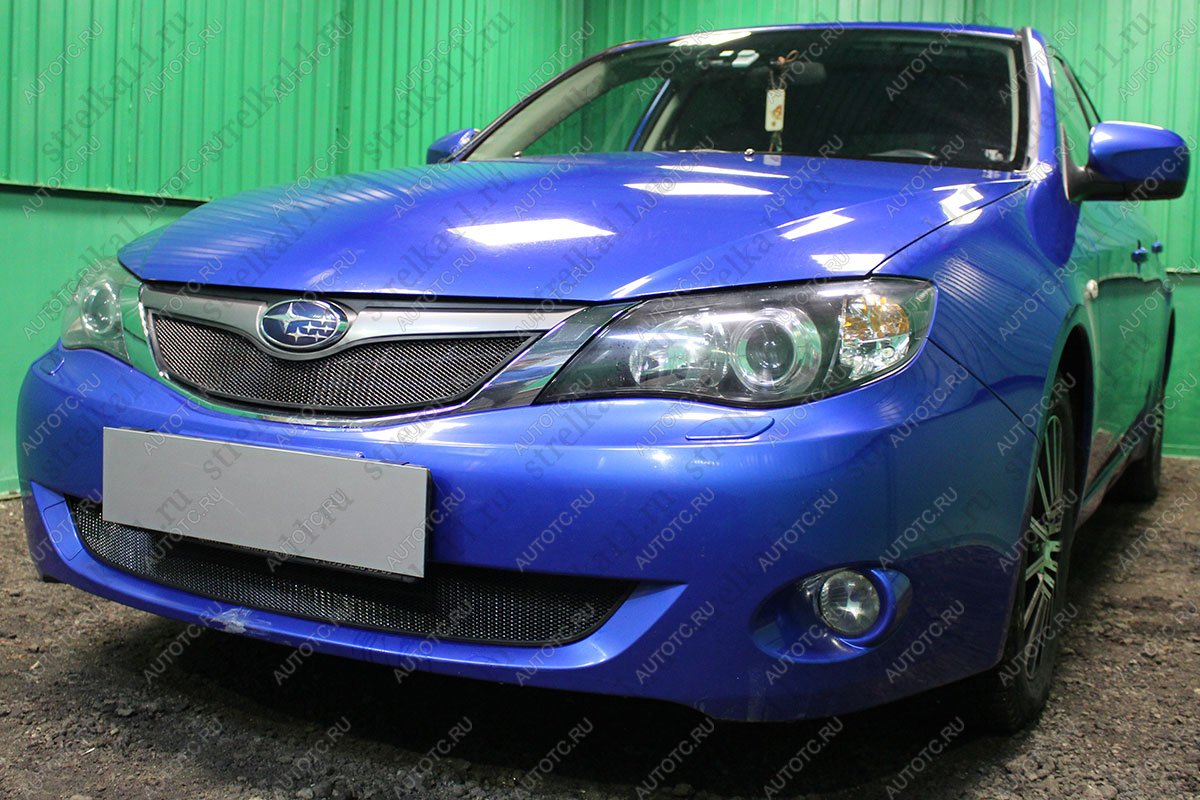 2 799 р. Защита радиатора (верх) (V1.5) Стрелка11 Стандарт Subaru Impreza GE седан (2007-2012) (черная)  с доставкой в г. Санкт‑Петербург