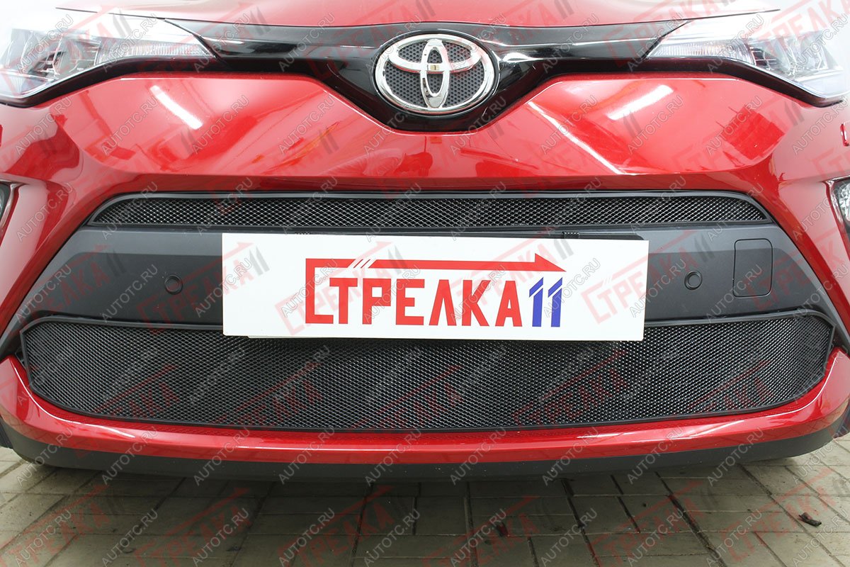 2 689 р. Защита радиатора (верх) Стрелка11 Стандарт  Toyota C-HR  NGX10, ZGX10 (2019-2024) рестайлинг (черная)  с доставкой в г. Санкт‑Петербург