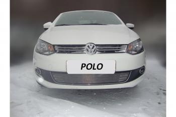 2 999 р. Защита радиатора Стрелка11 Стандарт  Volkswagen Polo  5 (2009-2015) седан дорестайлинг (хром)  с доставкой в г. Санкт‑Петербург. Увеличить фотографию 2