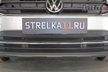 5 699 р. Защита радиатора (низ) Стрелка11 Стандарт Volkswagen Tiguan Mk2 рестайлинг (2020-2022) (черная)  с доставкой в г. Санкт‑Петербург. Увеличить фотографию 1