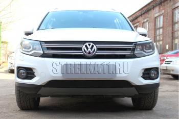 2 589 р. Защита радиатора (Track&Field) Стрелка11 Стандарт  Volkswagen Tiguan  NF (2011-2017) рестайлинг (черная)  с доставкой в г. Санкт‑Петербург. Увеличить фотографию 1