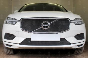 3 499 р. Защита радиатора (Inscription) (верх 2 части) Стрелка11 Стандарт  Volvo XC60 (2017-2022) (черная)  с доставкой в г. Санкт‑Петербург. Увеличить фотографию 2