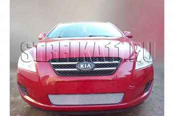 799 р. Зимняя заглушка решетки радиатора Стрелка11  KIA Ceed  1 ED (2006-2010) дорестайлинг универсал, дорестайлинг, хэтчбэк 5 дв. (черная)  с доставкой в г. Санкт‑Петербург. Увеличить фотографию 2