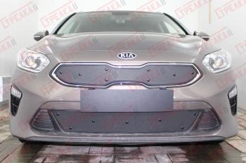 969 р. Зимняя заглушка решетки радиатора (низ с датчиком ACC) Стрелка11  KIA Ceed  3 CD (2018-2025) универсал, хэтчбэк (черная)  с доставкой в г. Санкт‑Петербург. Увеличить фотографию 2