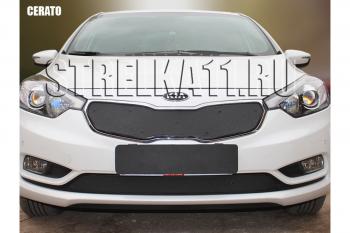 599 р. Зимняя заглушка решетки радиатора (верх) Стрелка11  KIA Cerato  3 YD (2013-2016) дорестайлинг седан (черная)  с доставкой в г. Санкт‑Петербург. Увеличить фотографию 1