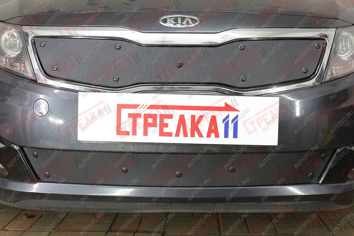 799 р. Зимняя заглушка решетки радиатора (низ) Стрелка11 KIA Optima 3 TF дорестайлинг седан (2010-2013) (черная)  с доставкой в г. Санкт‑Петербург