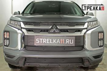 599 р. Зимняя заглушка решетки радиатора (низ) Стрелка11 Mitsubishi ASX 3-ий рестайлинг (2019-2024) (черная)  с доставкой в г. Санкт‑Петербург. Увеличить фотографию 1