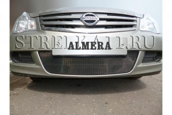 599 р. Зимняя заглушка решетки радиатора Стрелка11  Nissan Almera  седан (2012-2019) G15 (черная)  с доставкой в г. Санкт‑Петербург. Увеличить фотографию 1