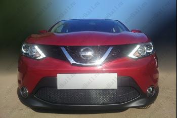 599 р. Зимняя заглушка решетки радиатора Стрелка11  Nissan Qashqai  2 (2013-2019) J11 дорестайлинг (черная)  с доставкой в г. Санкт‑Петербург. Увеличить фотографию 2