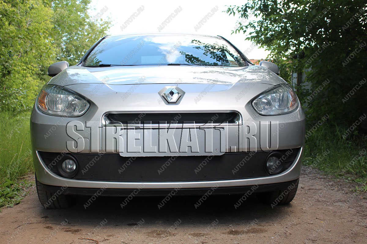 799 р. Зимняя заглушка решетки радиатора (низ) Стрелка11  Renault Fluence (2010-2012) дорестайлинг (черная)  с доставкой в г. Санкт‑Петербург