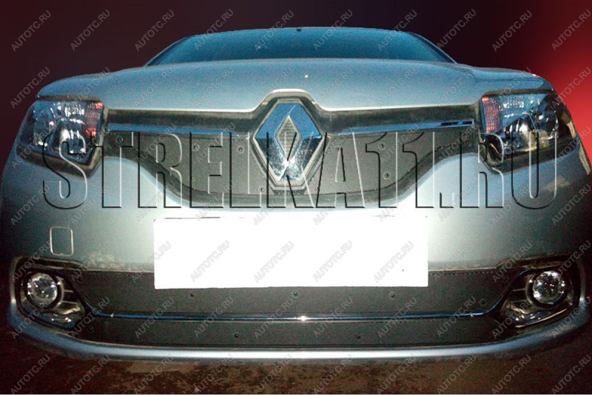 599 р. Зимняя заглушка решетки радиатора (Privilege, Luxe Privilege) (низ) Стрелка11  Renault Logan  2 (2014-2018) дорестайлинг (черная)  с доставкой в г. Санкт‑Петербург