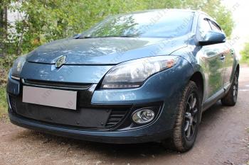 599 р. Зимняя заглушка решетки радиатора (низ) Стрелка11  Renault Megane  купе 3 дв. (2012-2014) 1-ый рестайлинг (черная)  с доставкой в г. Санкт‑Петербург. Увеличить фотографию 2