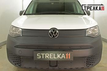 599 р. Зимняя заглушка решетки радиатора (верх) Стрелка11 Volkswagen Caddy (2020-2024) (черная)  с доставкой в г. Санкт‑Петербург. Увеличить фотографию 1