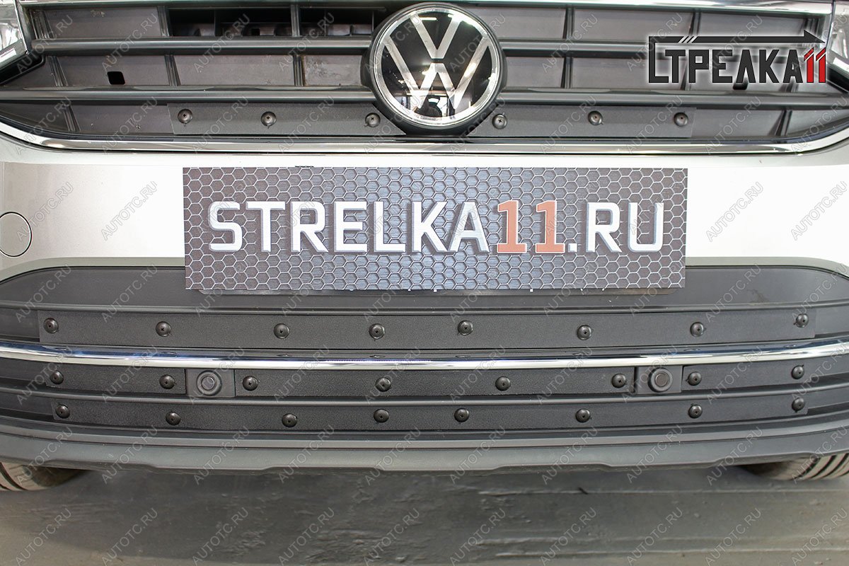 1 599 р. Зимняя заглушка решетки радиатора (низ) Стрелка11 Volkswagen Tiguan Mk2 рестайлинг (2020-2022) (черная)  с доставкой в г. Санкт‑Петербург