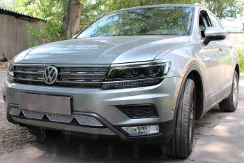 10 299 р. Защита радиатора (низ с камерой) (Off-Road) Стрелка11 Премиум  Volkswagen Tiguan  Mk2 (2016-2020) дорестайлинг (хром)  с доставкой в г. Санкт‑Петербург. Увеличить фотографию 2