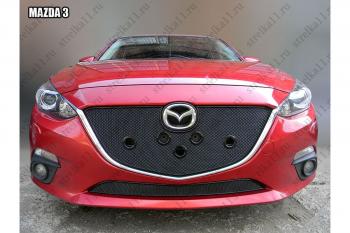 599 р. Зимняя заглушка решетки радиатора (низ) премиум Стрелка11  Mazda 3/Axela  BM (2013-2016) дорестайлинг седан, дорестайлинг, хэтчбэк (черная)  с доставкой в г. Санкт‑Петербург. Увеличить фотографию 1