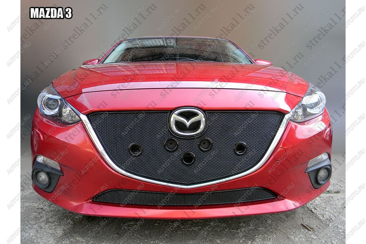 599 р. Зимняя заглушка решетки радиатора (низ) премиум Стрелка11  Mazda 3/Axela  BM (2013-2016) дорестайлинг седан, дорестайлинг, хэтчбэк (черная)  с доставкой в г. Санкт‑Петербург