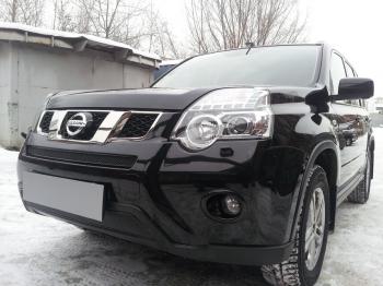 3 999 р. Защита радиатора (середина) Стрелка11 PREMIUM  Nissan X-trail  2 T31 (2010-2015) рестайлинг (черная)  с доставкой в г. Санкт‑Петербург. Увеличить фотографию 1