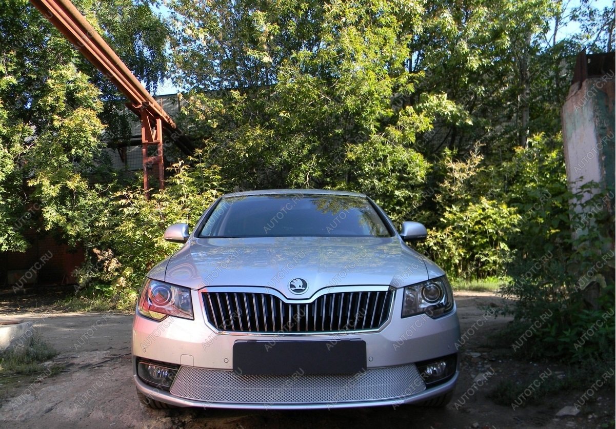 5 399 р. Защита радиатора Стрелка11 PREMIUM  Skoda Superb ( (B6) 3T,  B6 (3T5)) (2013-2015) лифтбэк рестайлинг, универсал рестайлинг (хром)  с доставкой в г. Санкт‑Петербург