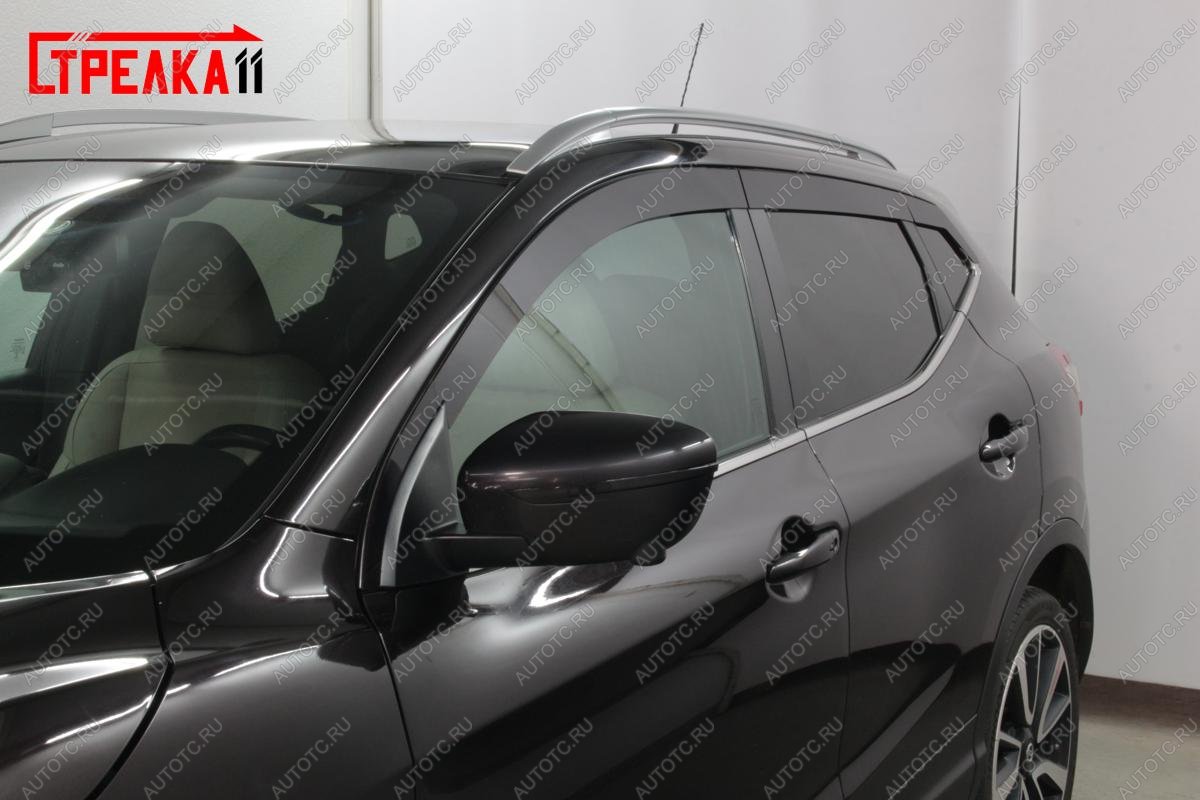 4 899 р. Дефлекторы окон 2D (прямой) Стрелка11  Nissan Qashqai  2 (2013-2019) J11 дорестайлинг (черные)  с доставкой в г. Санкт‑Петербург