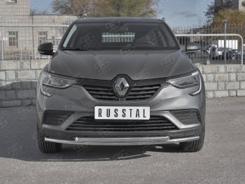 Защита переднего бампера (2 трубы Ø42 и 42 мм, нержавейка) Russtal Renault Arkana (2019-2024)