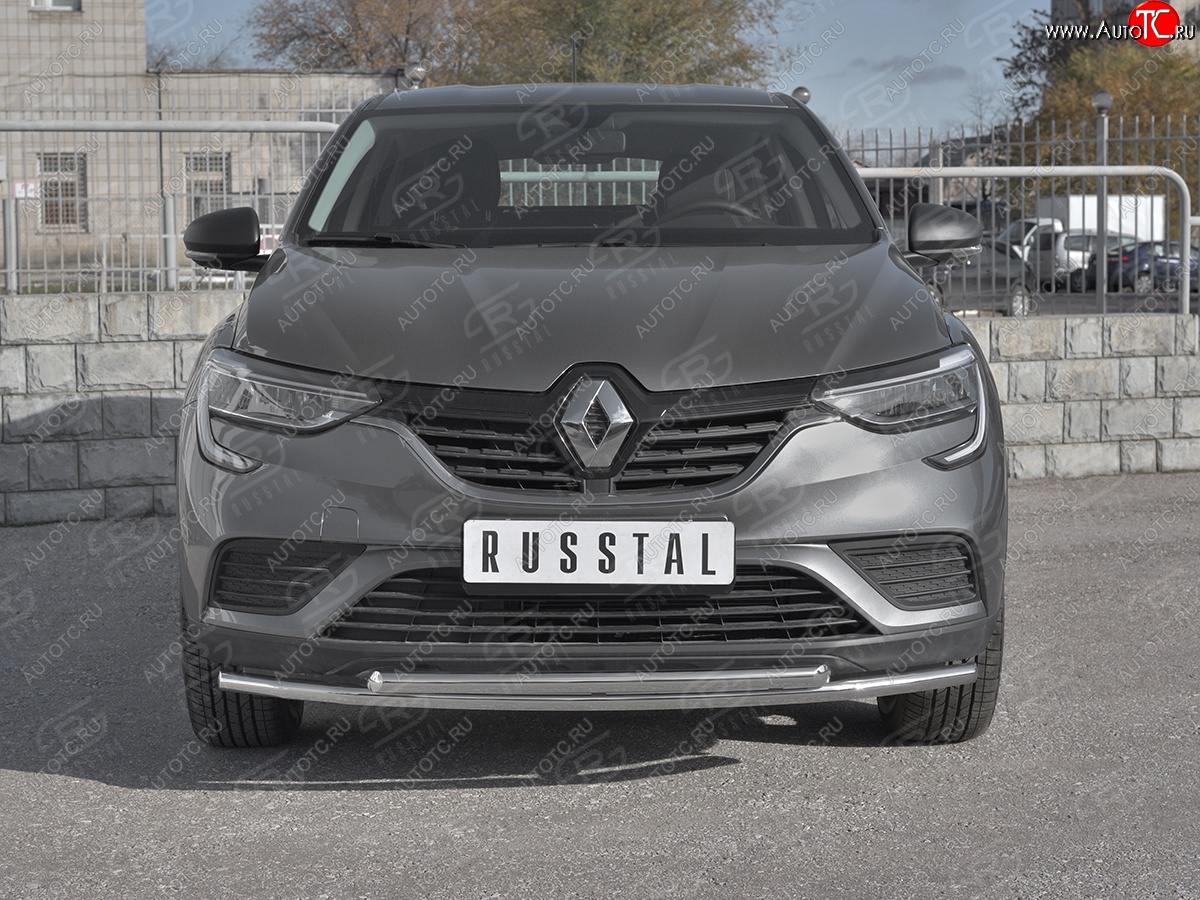 12 999 р. Защита переднего бампера (2 трубы Ø42 и 42 мм, нержавейка) Russtal Renault Arkana (2019-2024)  с доставкой в г. Санкт‑Петербург