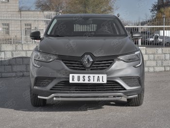 Защита переднего бампера (2 трубы Ø42 мм, нержавейка) Russtal Renault Arkana (2019-2024)