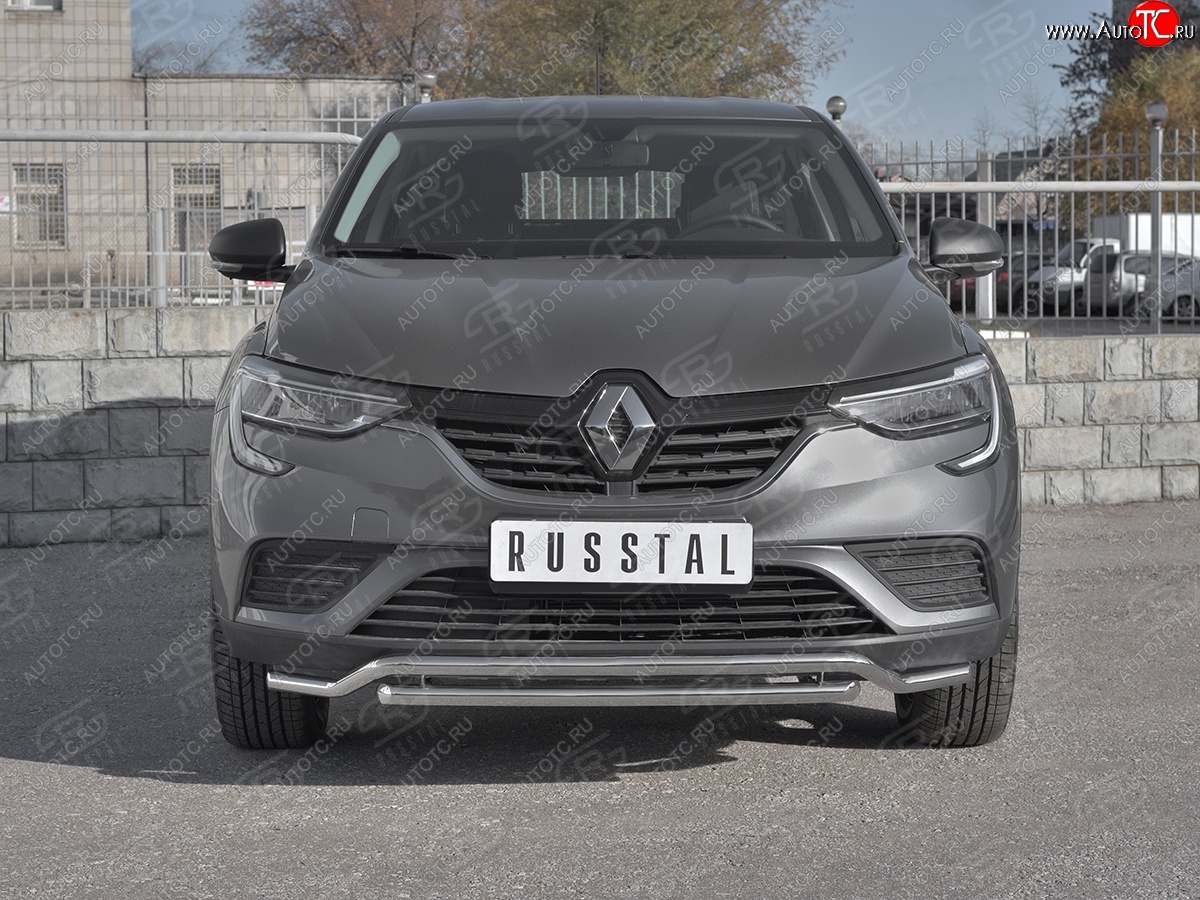 13 549 р. Защита переднего бампера (2 трубы Ø42 мм, нержавейка) Russtal Renault Arkana (2019-2024)  с доставкой в г. Санкт‑Петербург