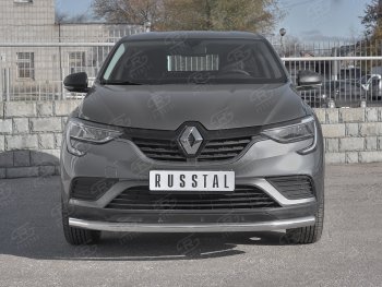 12 499 р. Защита переднего бампера (Ø 63 мм, нержавейка) Russtal Renault Arkana (2019-2024)  с доставкой в г. Санкт‑Петербург. Увеличить фотографию 1