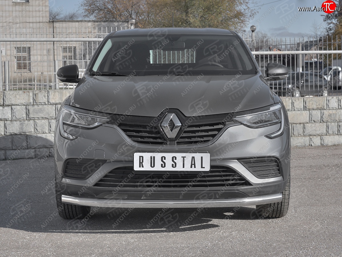 12 499 р. Защита переднего бампера (Ø 63 мм, нержавейка) Russtal Renault Arkana (2019-2024)  с доставкой в г. Санкт‑Петербург