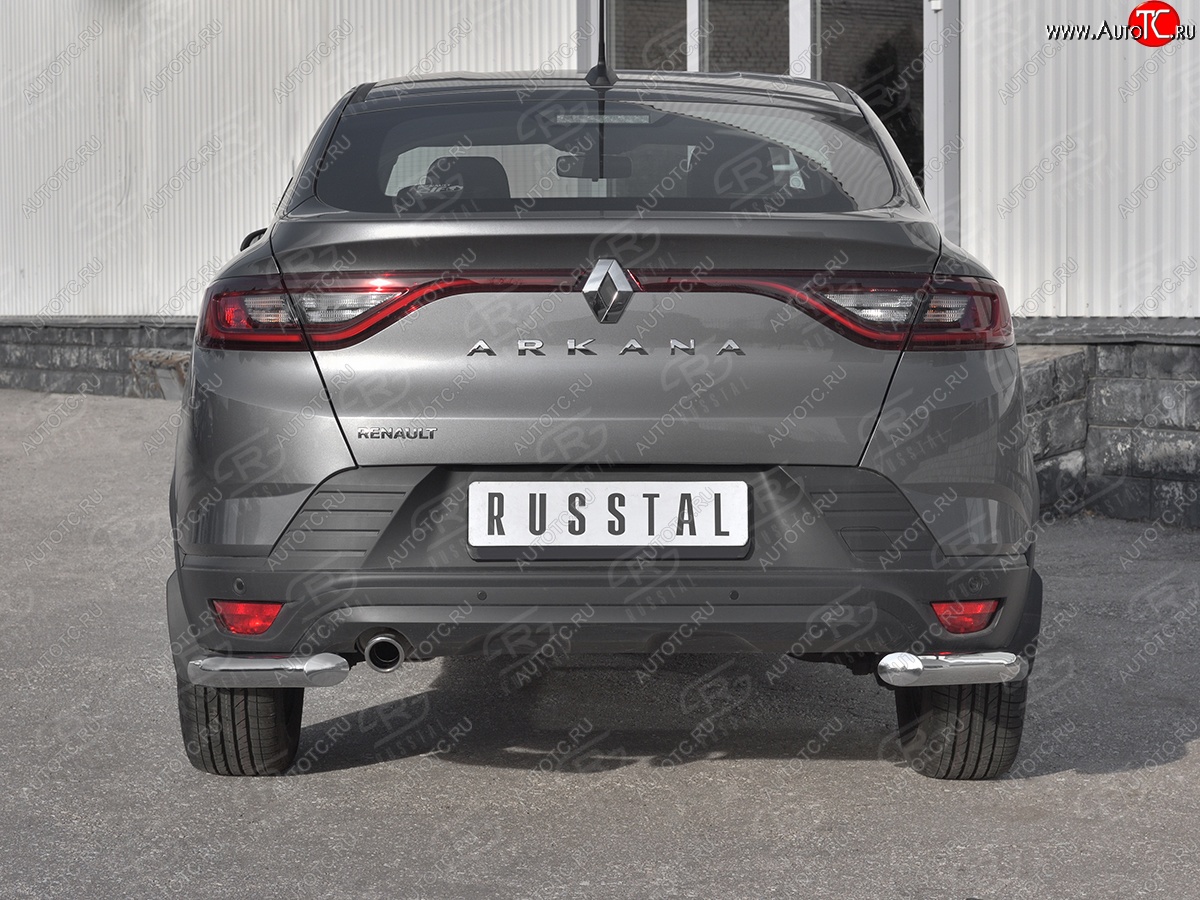 7 899 р. Защита заднего бампера (Ø63 мм уголки, нержавейка) Russtal Renault Arkana (2019-2024)  с доставкой в г. Санкт‑Петербург