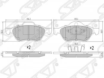 Колодки тормозные SAT (передние) Renault Clio KR дорестайлинг универсал (2005-2009)
