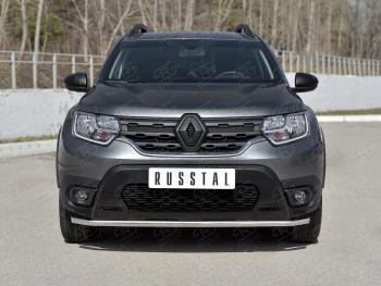 10 949 р. Защита переднего бампера (Ø42 мм, нержавейка) Russtal Renault Duster HM (2020-2024)  с доставкой в г. Санкт‑Петербург. Увеличить фотографию 1