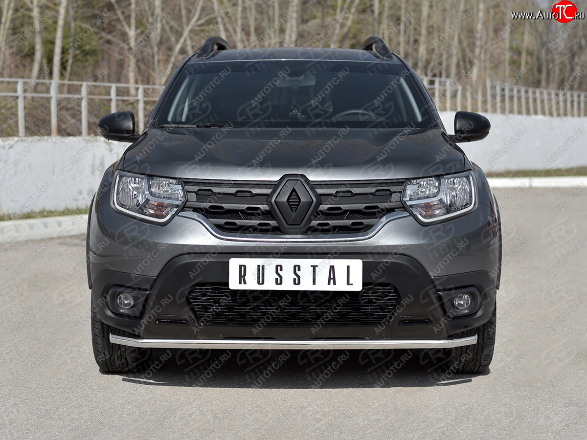 10 949 р. Защита переднего бампера (Ø42 мм, нержавейка) Russtal Renault Duster HM (2020-2024)  с доставкой в г. Санкт‑Петербург