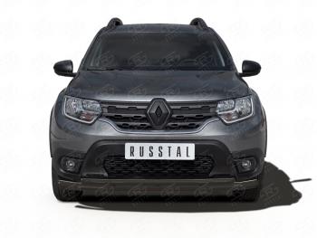 10 299 р. Защита переднего бампера (2 трубы Ø63 и 42 мм, окрашенная) Russtal Renault Duster HM (2020-2024) (черный муар)  с доставкой в г. Санкт‑Петербург. Увеличить фотографию 1